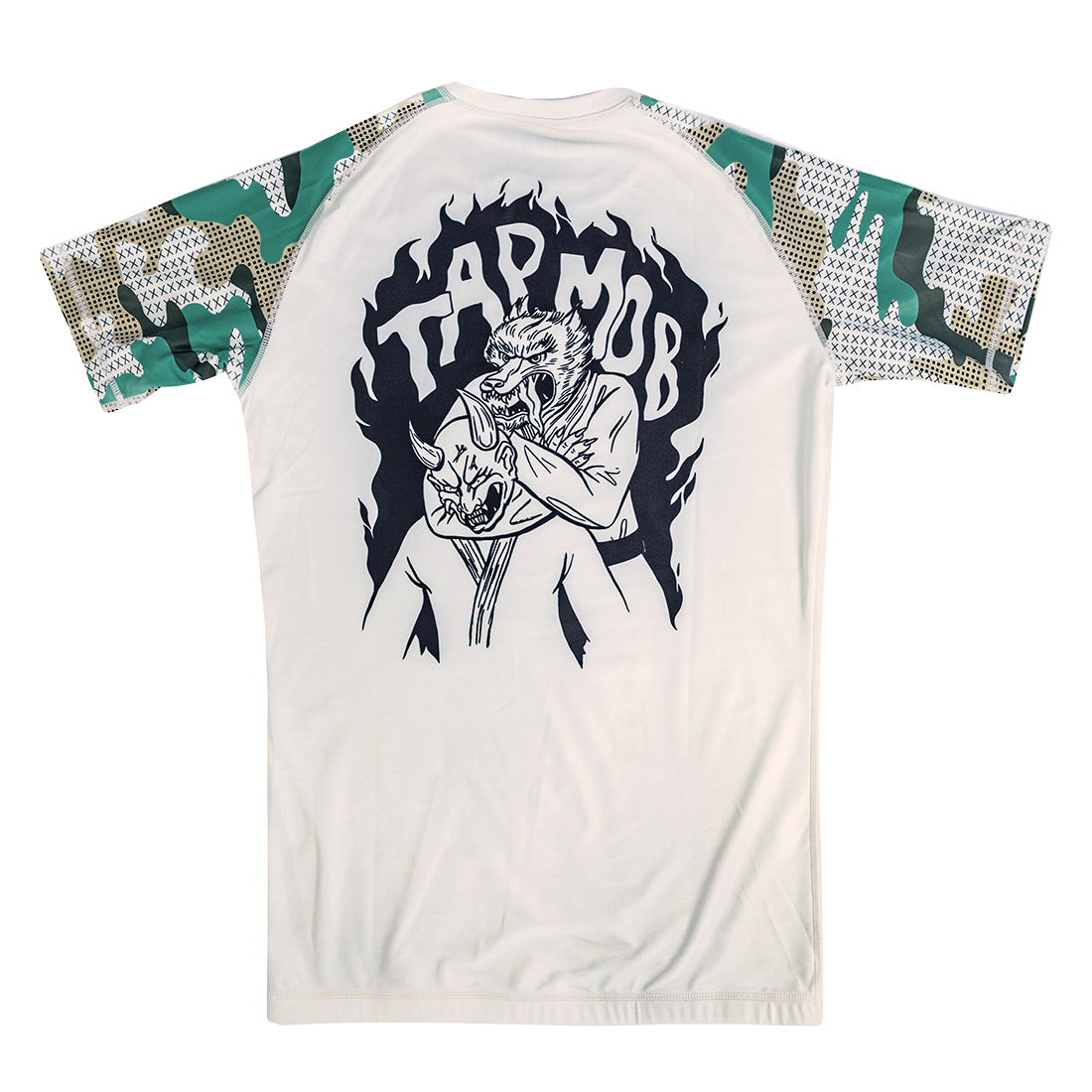 MAKE YOUR DEMONS TAP RASH GAURD (SHORT-SLEEVE CAMO)