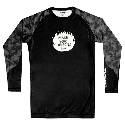 MAKE YOUR DEMONS TAP RASH GUARD (BLACK)